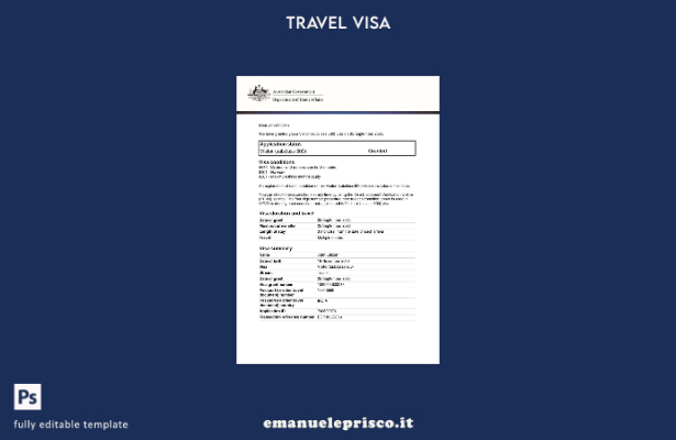 modello di visto australiano stile verificato nei formati Word e Pdf, modello di